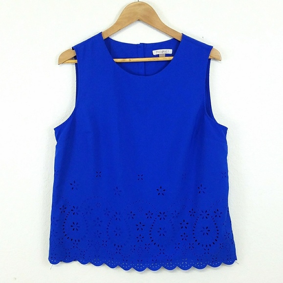 Roz & Ali Tops - Roz & Ali Blue Floral Cutout Tank Top